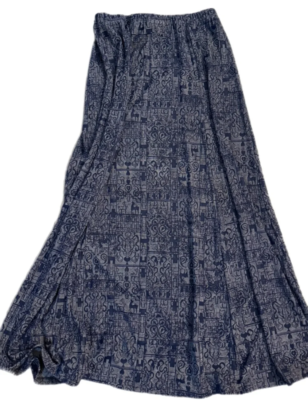 Coldwater Creek Navy Printed Maxi Skirt Lama Print